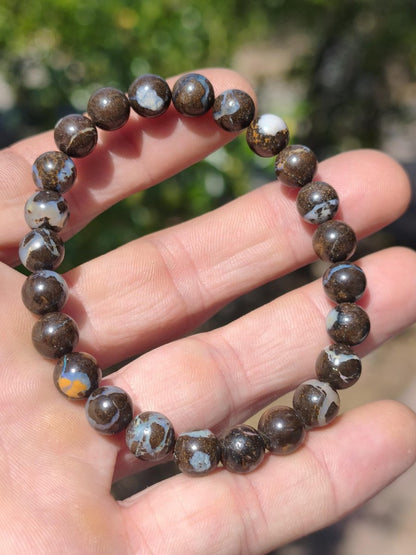 8mm Boulder Opal - Edelstein Perlen Armband *Unikat* Natur Heilstein echt Kristall Rarität Geschenk Mann Frau Mutter Er Sie braun - Art of Nature Berlin