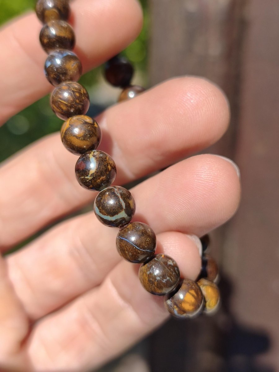 8mm Boulder Opal - Edelstein Perlen Armband *Unikat* Natur Heilstein echt Kristall Rarität Geschenk Mann Frau Mutter Er Sie braun - Art of Nature Berlin