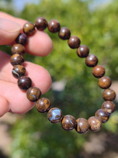 8mm Boulder Opal - Edelstein Perlen Armband *Unikat* Natur Heilstein echt Kristall Rarität Geschenk Mann Frau Mutter Er Sie braun - Art of Nature Berlin