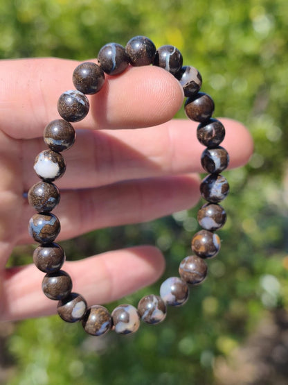 8mm Boulder Opal - Edelstein Perlen Armband *Unikat* Natur Heilstein echt Kristall Rarität Geschenk Mann Frau Mutter Er Sie braun - Art of Nature Berlin