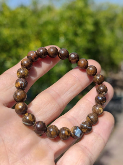 8mm Boulder Opal - Edelstein Perlen Armband *Unikat* Natur Heilstein echt Kristall Rarität Geschenk Mann Frau Mutter Er Sie braun - Art of Nature Berlin