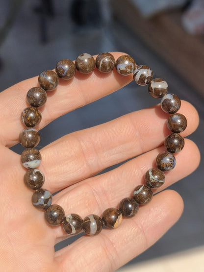 8mm Boulder Opal - Edelstein Perlen Armband *Unikat* Natur Heilstein echt Kristall Rarität Geschenk Mann Frau Mutter Er Sie braun - Art of Nature Berlin
