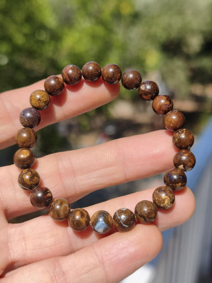 8mm Boulder Opal - Edelstein Perlen Armband *Unikat* Natur Heilstein echt Kristall Rarität Geschenk Mann Frau Mutter Er Sie braun - Art of Nature Berlin