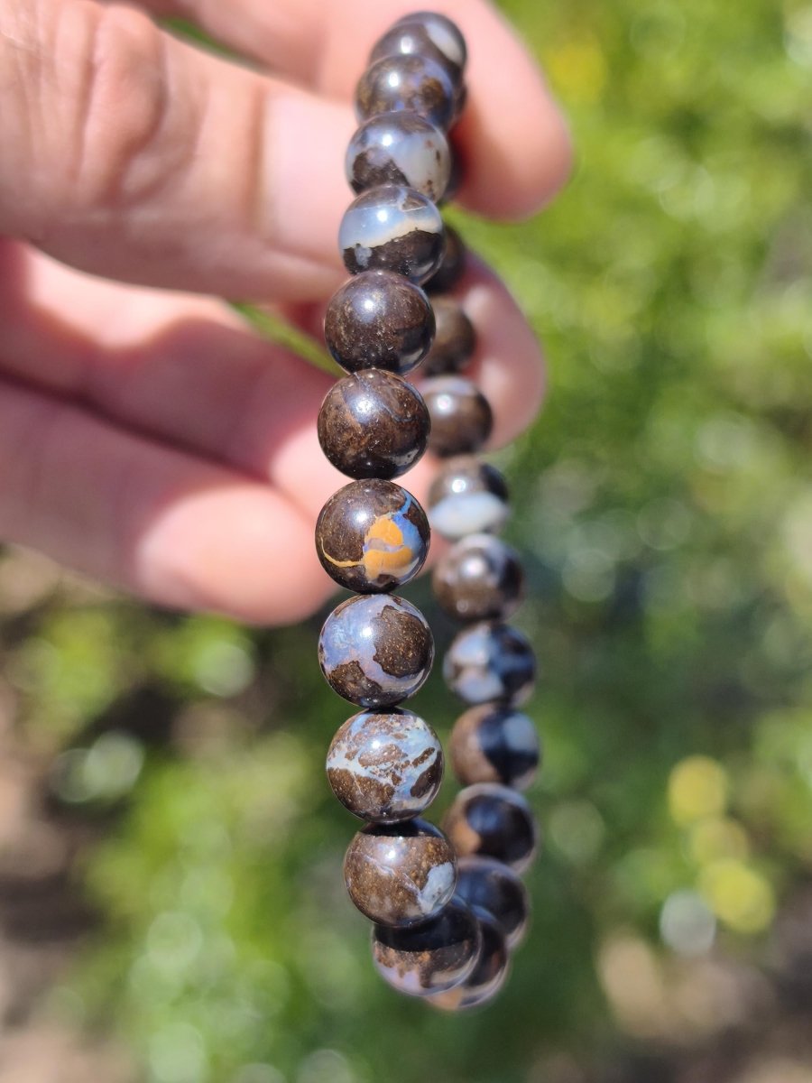8mm Boulder Opal - Edelstein Perlen Armband *Unikat* Natur Heilstein echt Kristall Rarität Geschenk Mann Frau Mutter Er Sie braun - Art of Nature Berlin
