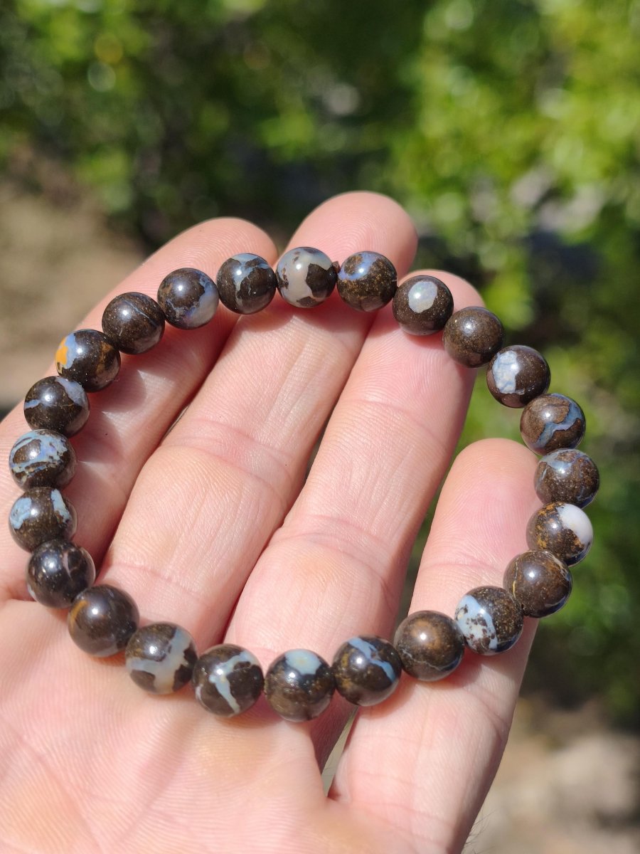 8mm Boulder Opal - Edelstein Perlen Armband *Unikat* Natur Heilstein echt Kristall Rarität Geschenk Mann Frau Mutter Er Sie braun - Art of Nature Berlin