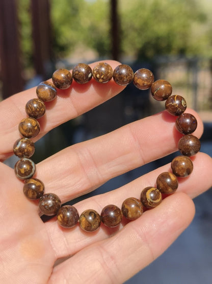 8mm Boulder Opal - Edelstein Perlen Armband *Unikat* Natur Heilstein echt Kristall Rarität Geschenk Mann Frau Mutter Er Sie braun - Art of Nature Berlin