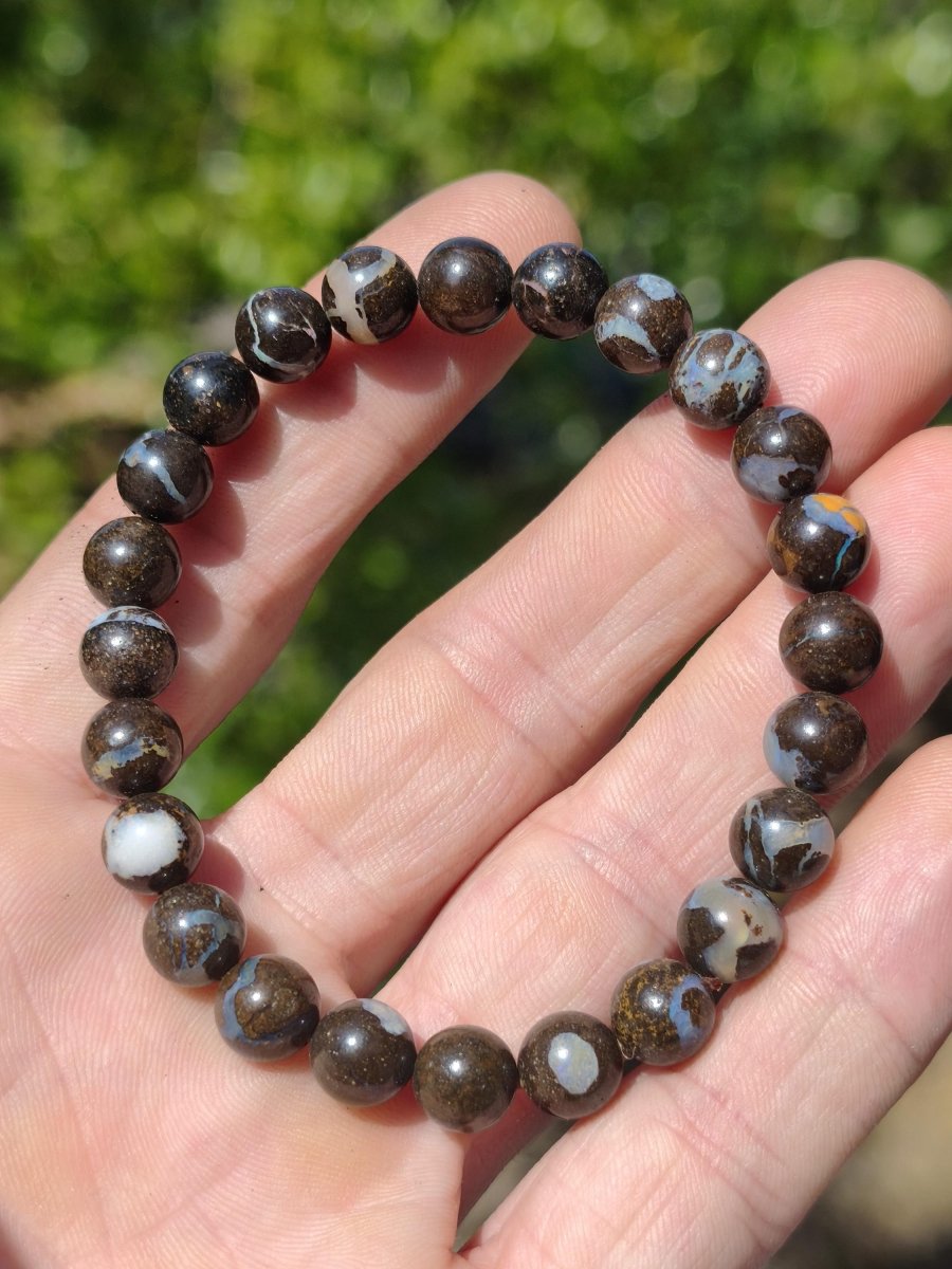 8mm Boulder Opal - Edelstein Perlen Armband *Unikat* Natur Heilstein echt Kristall Rarität Geschenk Mann Frau Mutter Er Sie braun - Art of Nature Berlin