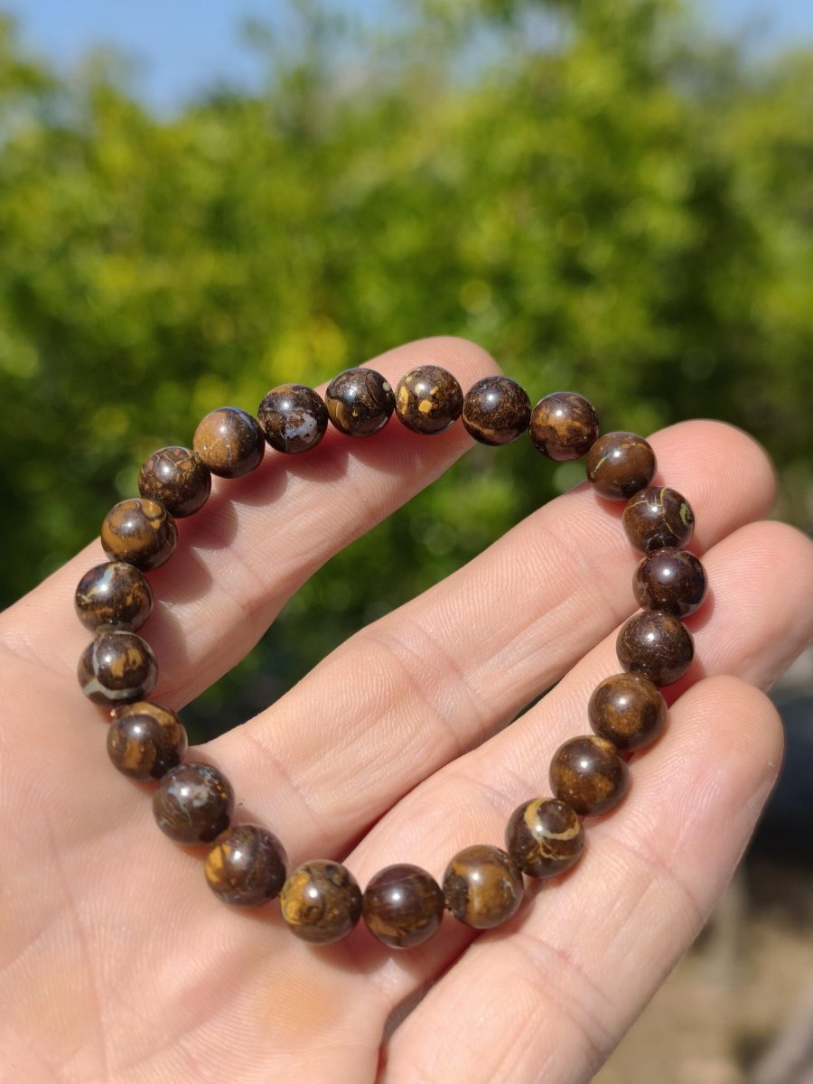8mm Boulder Opal - Edelstein Perlen Armband *Unikat* Natur Heilstein echt Kristall Rarität Geschenk Mann Frau Mutter Er Sie braun - Art of Nature Berlin