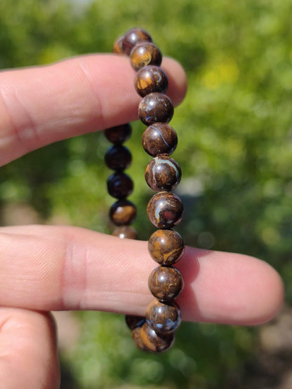 8mm Boulder Opal - Edelstein Perlen Armband *Unikat* Natur Heilstein echt Kristall Rarität Geschenk Mann Frau Mutter Er Sie braun - Art of Nature Berlin