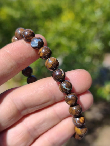 8mm Boulder Opal - Edelstein Perlen Armband *Unikat* Natur Heilstein echt Kristall Rarität Geschenk Mann Frau Mutter Er Sie braun - Art of Nature Berlin