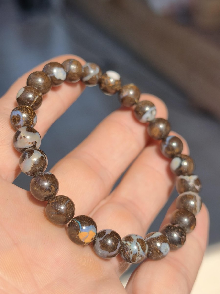 8mm Boulder Opal - Edelstein Perlen Armband *Unikat* Natur Heilstein echt Kristall Rarität Geschenk Mann Frau Mutter Er Sie braun - Art of Nature Berlin
