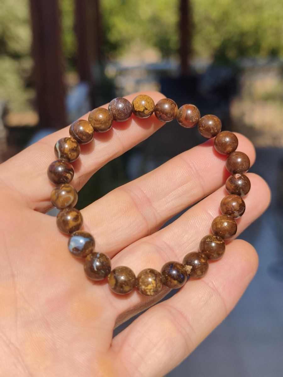 8mm Boulder Opal - Edelstein Perlen Armband *Unikat* Natur Heilstein echt Kristall Rarität Geschenk Mann Frau Mutter Er Sie braun - Art of Nature Berlin