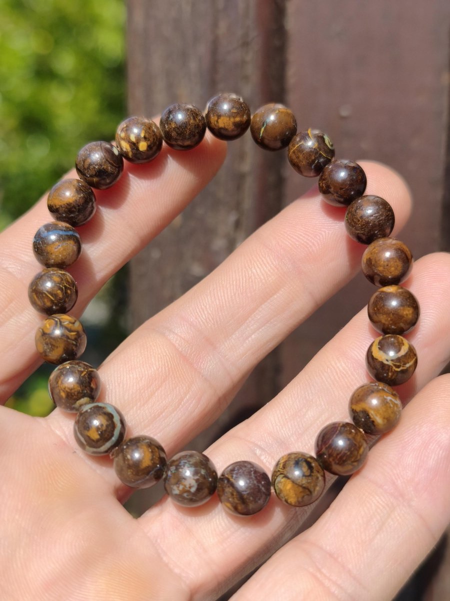 8mm Boulder Opal - Edelstein Perlen Armband *Unikat* Natur Heilstein echt Kristall Rarität Geschenk Mann Frau Mutter Er Sie braun - Art of Nature Berlin