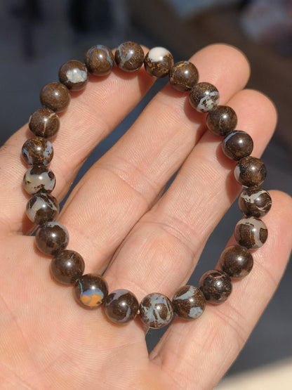 8mm Boulder Opal - Edelstein Perlen Armband *Unikat* Natur Heilstein echt Kristall Rarität Geschenk Mann Frau Mutter Er Sie braun - Art of Nature Berlin