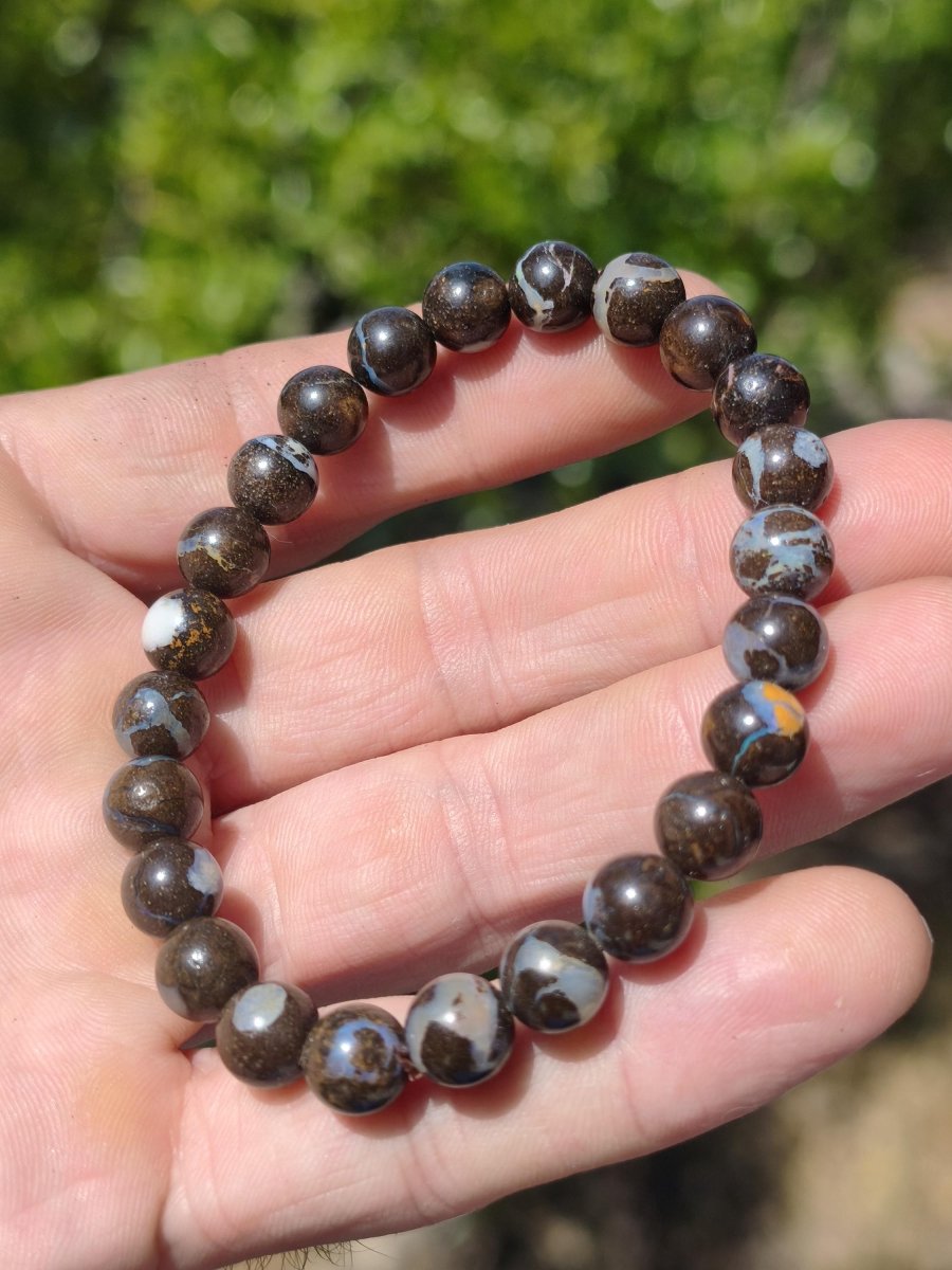 8mm Boulder Opal - Edelstein Perlen Armband *Unikat* Natur Heilstein echt Kristall Rarität Geschenk Mann Frau Mutter Er Sie braun - Art of Nature Berlin