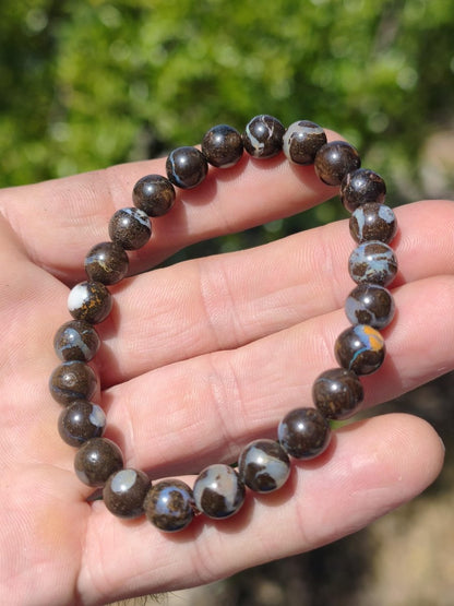 8mm Boulder Opal - Edelstein Perlen Armband *Unikat* Natur Heilstein echt Kristall Rarität Geschenk Mann Frau Mutter Er Sie braun - Art of Nature Berlin