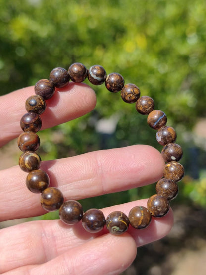 8mm Boulder Opal - Edelstein Perlen Armband *Unikat* Natur Heilstein echt Kristall Rarität Geschenk Mann Frau Mutter Er Sie braun - Art of Nature Berlin