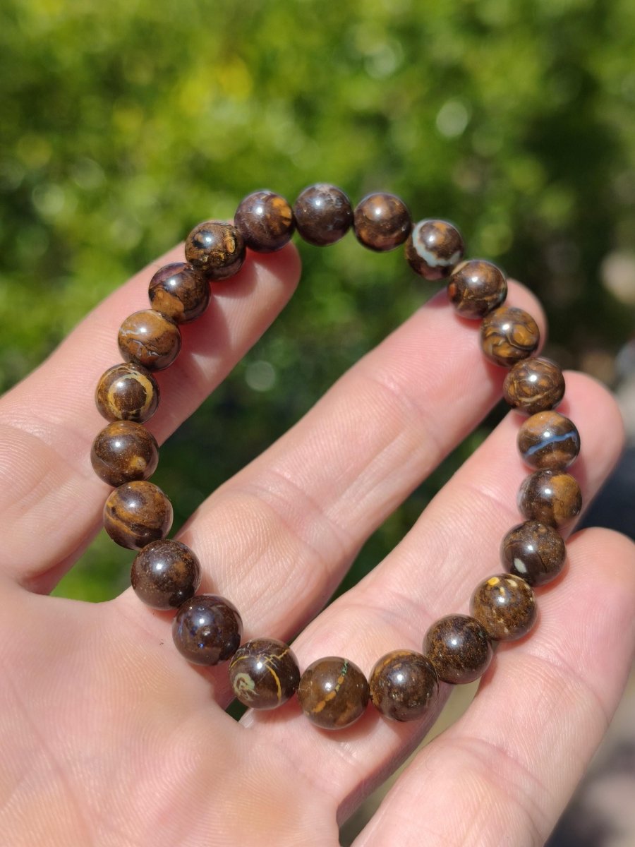 8mm Boulder Opal - Edelstein Perlen Armband *Unikat* Natur Heilstein echt Kristall Rarität Geschenk Mann Frau Mutter Er Sie braun - Art of Nature Berlin