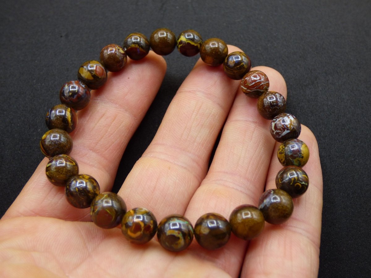 8mm Boulder Opal - Edelstein Perlen Armband *Unikat* Natur Heilstein echt Kristall Rarität Geschenk Mann Frau Mutter Er Sie braun - Art of Nature Berlin