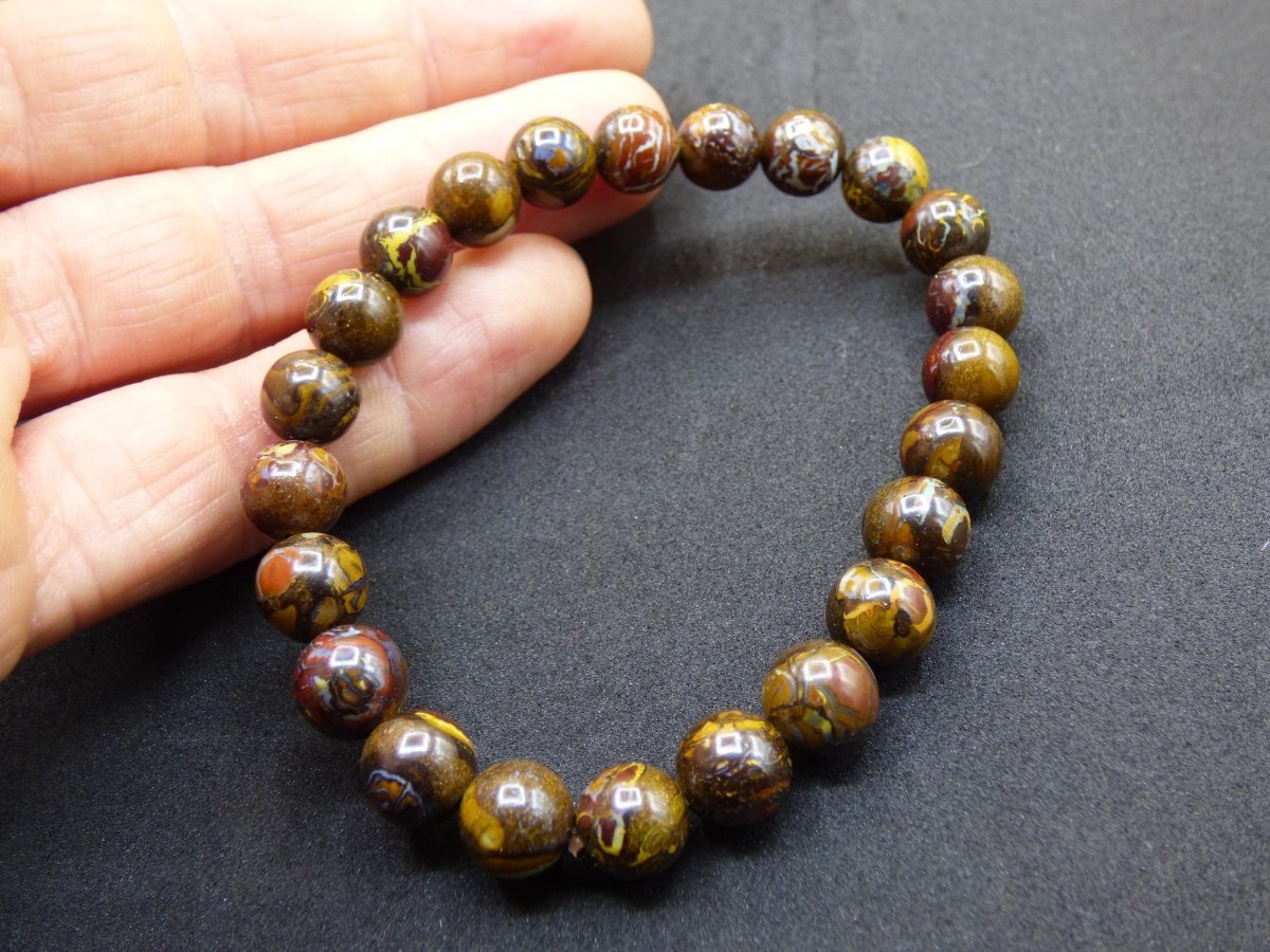 8mm Boulder Opal - Edelstein Perlen Armband *Unikat* Natur Heilstein echt Kristall Rarität Geschenk Mann Frau Mutter Er Sie braun - Art of Nature Berlin