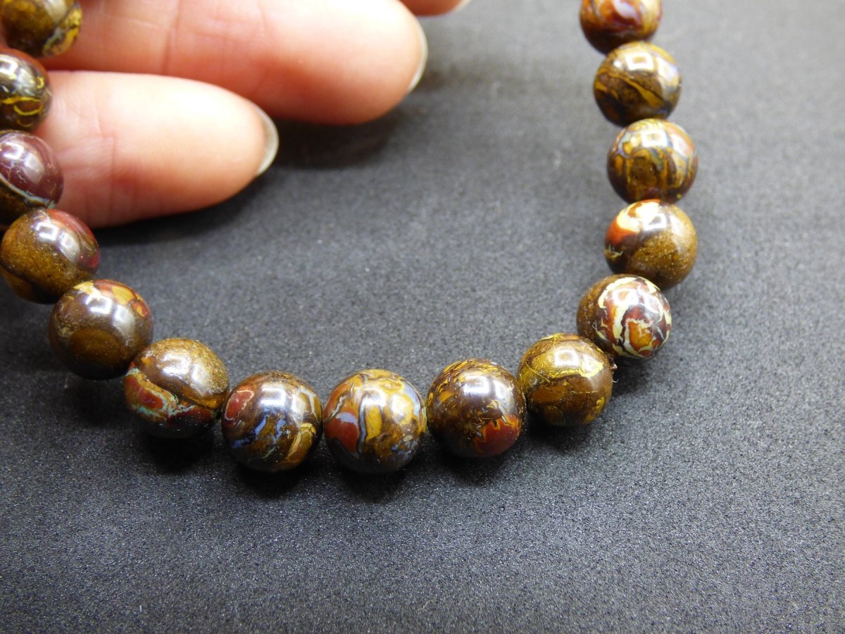 8mm Boulder Opal - Edelstein Perlen Armband *Unikat* Natur Heilstein echt Kristall Rarität Geschenk Mann Frau Mutter Er Sie braun - Art of Nature Berlin