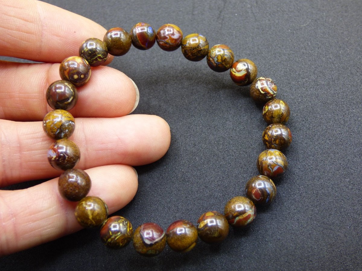 8mm Boulder Opal - Edelstein Perlen Armband *Unikat* Natur Heilstein echt Kristall Rarität Geschenk Mann Frau Mutter Er Sie braun - Art of Nature Berlin
