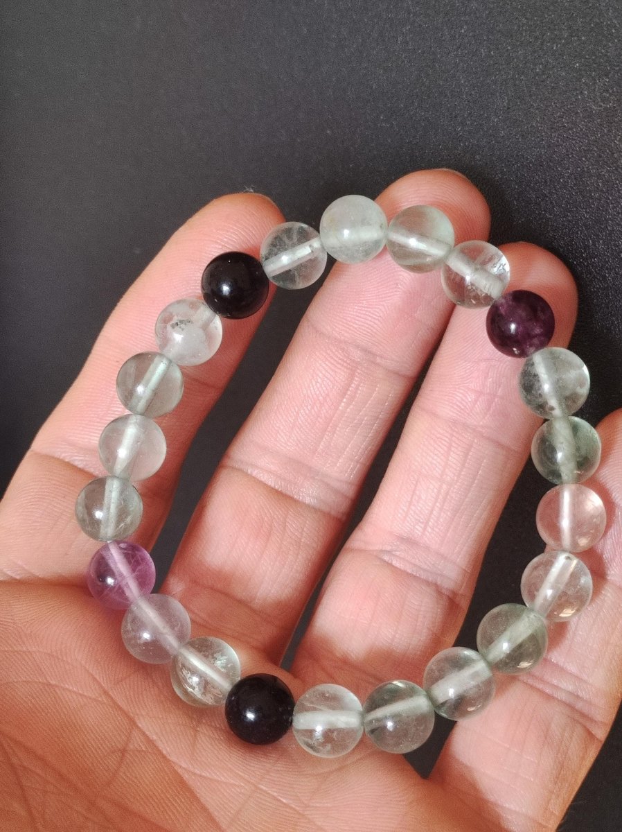 8mm Fluorit grün lila Regenbogen - Edelstein Armband grün GOA Hippie Boho Natur Heilstein Geschenk Er Sie Mann Frau Freund Rarität Energie - Art of Nature Berlin