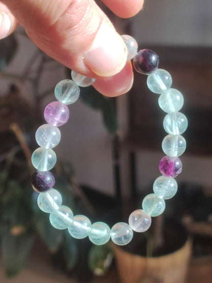 8mm Fluorit grün lila Regenbogen - Edelstein Armband grün GOA Hippie Boho Natur Heilstein Geschenk Er Sie Mann Frau Freund Rarität Energie - Art of Nature Berlin