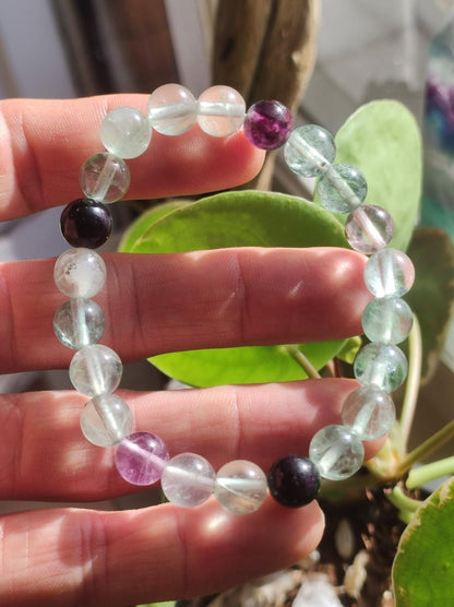 8mm Fluorit grün lila Regenbogen - Edelstein Armband grün GOA Hippie Boho Natur Heilstein Geschenk Er Sie Mann Frau Freund Rarität Energie - Art of Nature Berlin