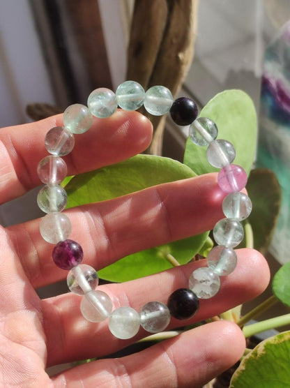 8mm Fluorit grün lila Regenbogen - Edelstein Armband grün GOA Hippie Boho Natur Heilstein Geschenk Er Sie Mann Frau Freund Rarität Energie - Art of Nature Berlin