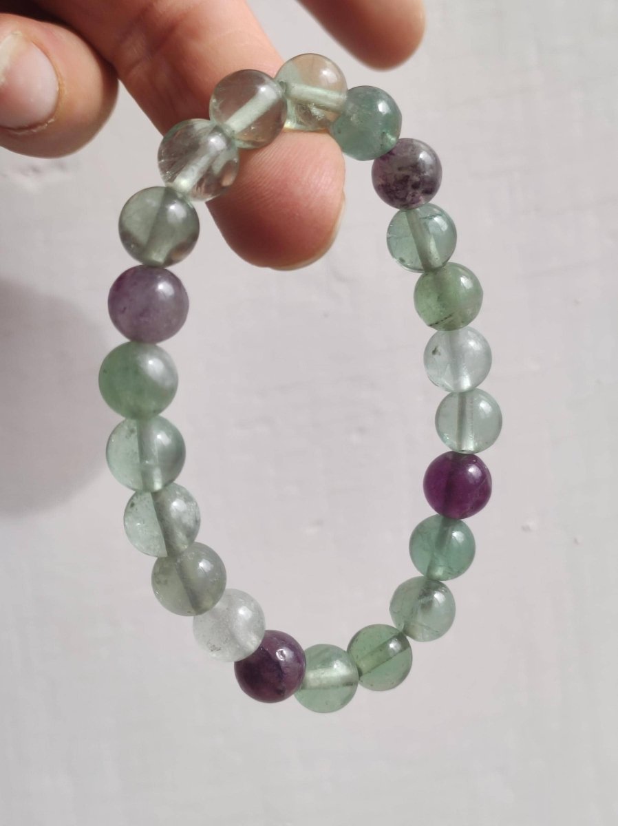 8mm Fluorit grün lila Regenbogen - Edelstein Armband grün GOA Hippie Boho Natur Heilstein Geschenk Er Sie Mann Frau Freund Rarität Energie - Art of Nature Berlin