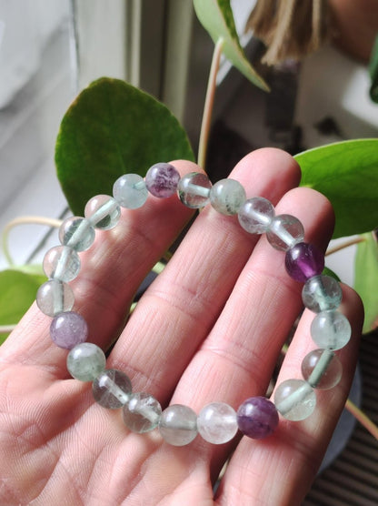 8mm Fluorit grün lila Regenbogen - Edelstein Armband grün GOA Hippie Boho Natur Heilstein Geschenk Er Sie Mann Frau Freund Rarität Energie - Art of Nature Berlin