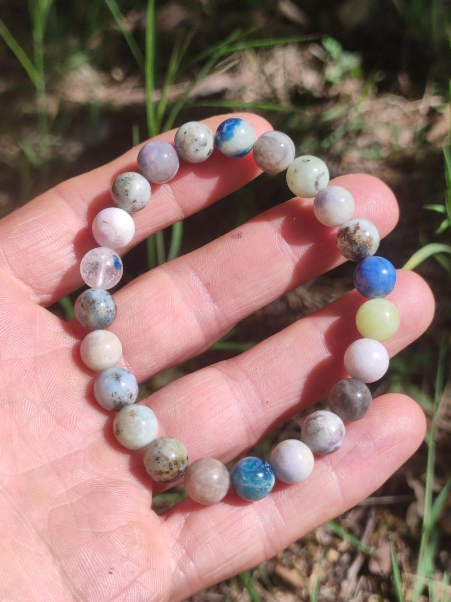 8mm Hackmanit *Rarität* Edelstein Stretch Armband blau rosa weiß Perlen Kristall Geschenk Mann Frau Selten Heilstein Er Sie Vater Mutter - Art of Nature Berlin