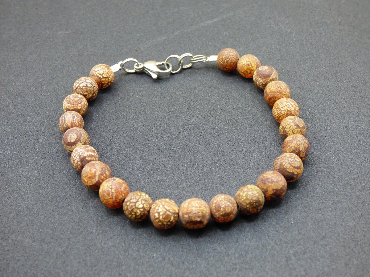 8mm Tibet Achat Auge - Edelstein Armband Perlen Heilstein Natur braun Energie Natur Goa Hippie Tibet Schmuck Frau Mann Er Bruder Geschenk - Art of Nature Berlin