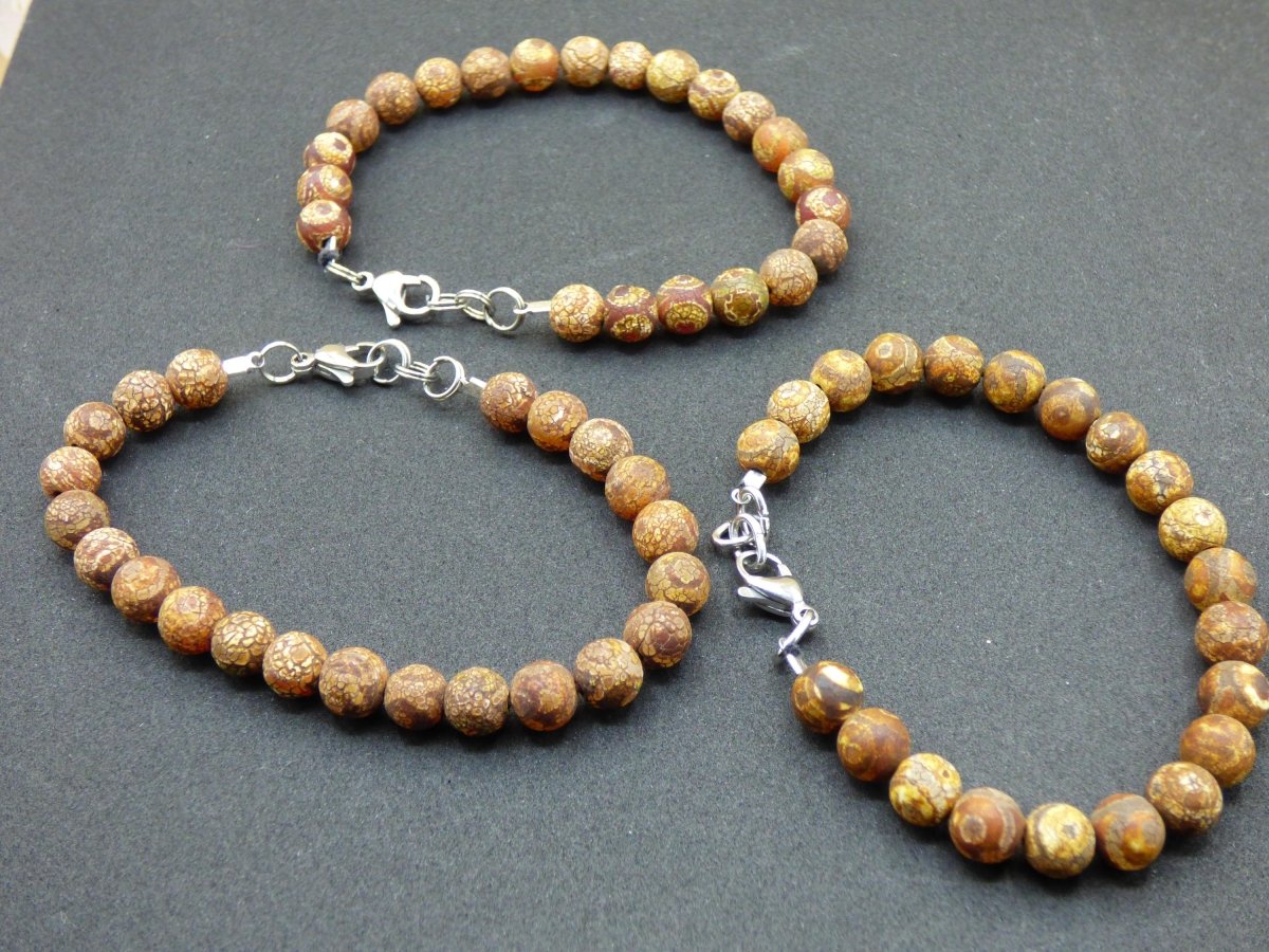 8mm Tibet Achat Auge - Edelstein Armband Perlen Heilstein Natur braun Energie Natur Goa Hippie Tibet Schmuck Frau Mann Er Bruder Geschenk - Art of Nature Berlin