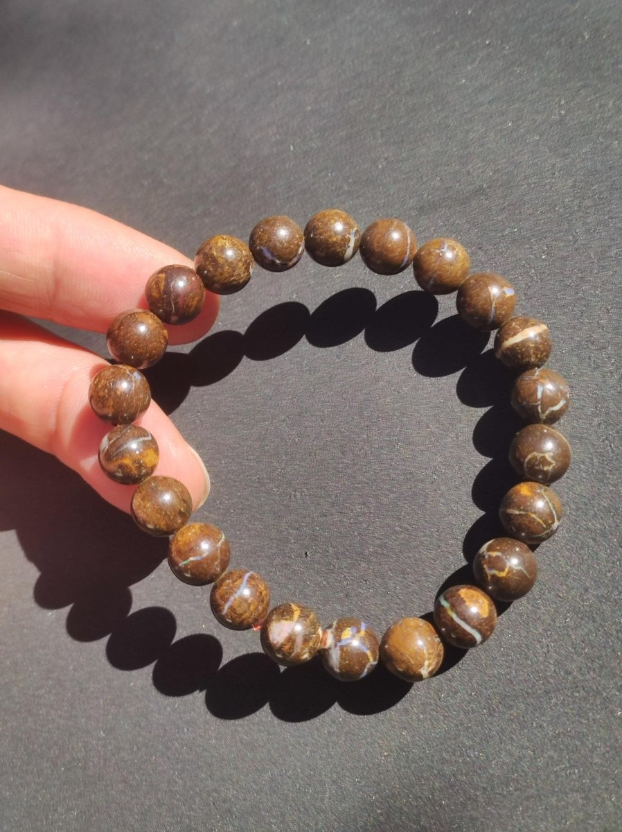 9mm Boulder Opal - Edelstein Perlen Armband *Unikat* Natur Heilstein echt Kristall Rarität Geschenk Mann Frau Mutter Er Sie braun - Art of Nature Berlin