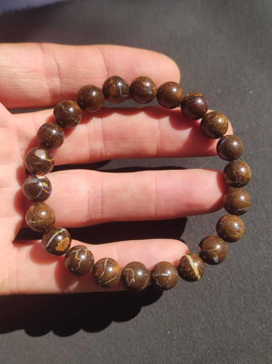 9mm Boulder Opal - Edelstein Perlen Armband *Unikat* Natur Heilstein echt Kristall Rarität Geschenk Mann Frau Mutter Er Sie braun - Art of Nature Berlin
