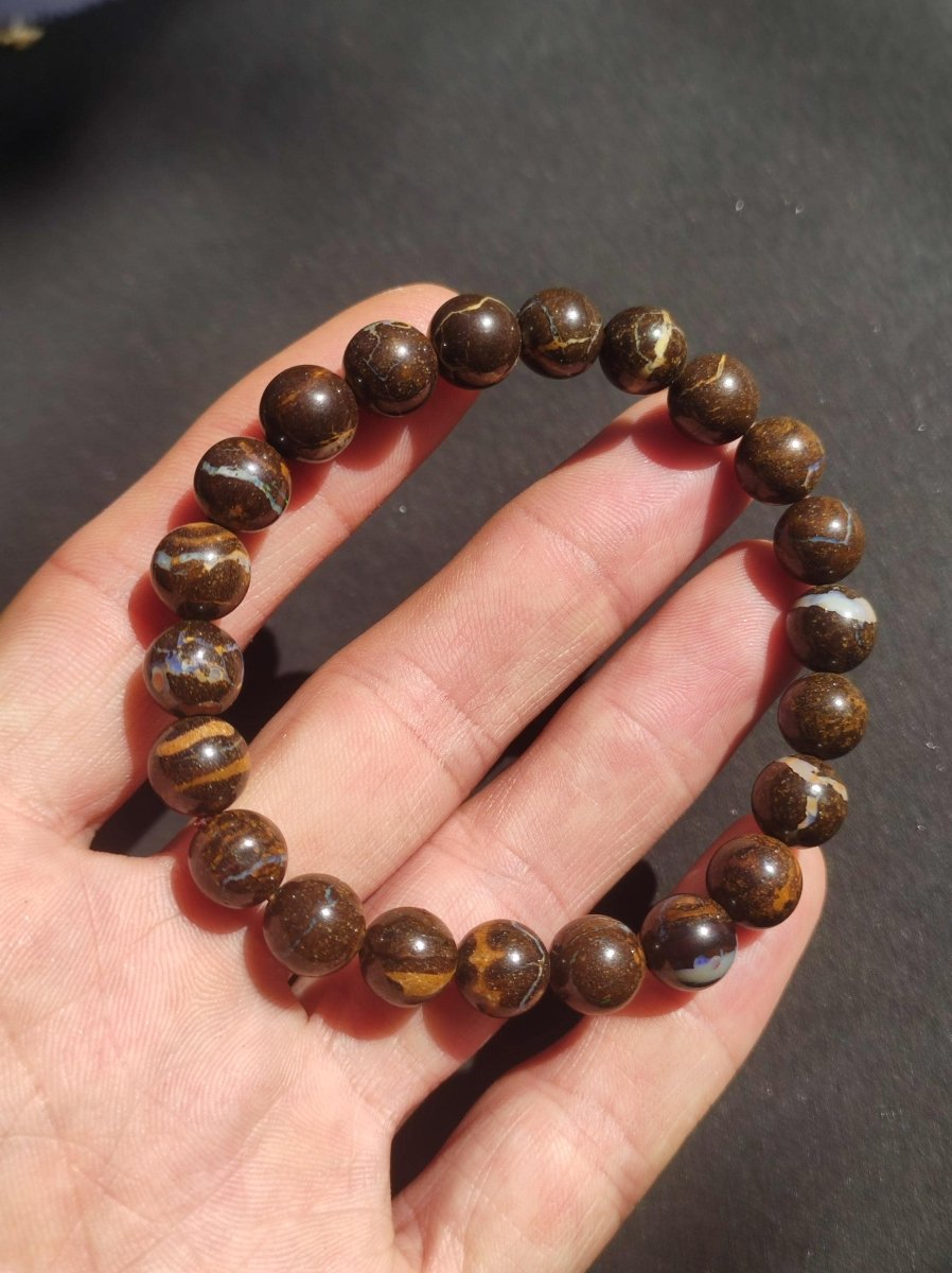 9mm Boulder Opal - Edelstein Perlen Armband *Unikat* Natur Heilstein echt Kristall Rarität Geschenk Mann Frau Mutter Er Sie braun - Art of Nature Berlin