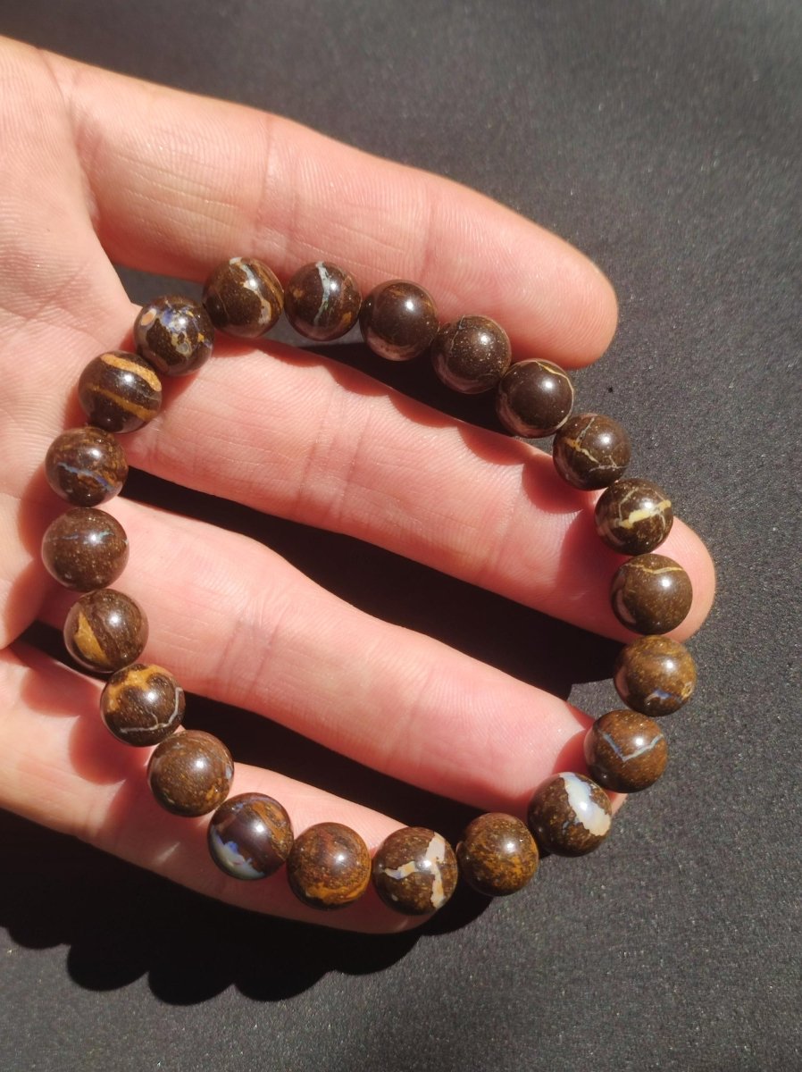 9mm Boulder Opal - Edelstein Perlen Armband *Unikat* Natur Heilstein echt Kristall Rarität Geschenk Mann Frau Mutter Er Sie braun - Art of Nature Berlin