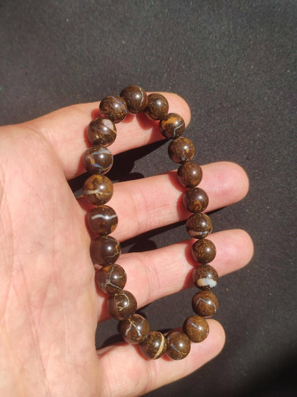 9mm Boulder Opal - Edelstein Perlen Armband *Unikat* Natur Heilstein echt Kristall Rarität Geschenk Mann Frau Mutter Er Sie braun - Art of Nature Berlin