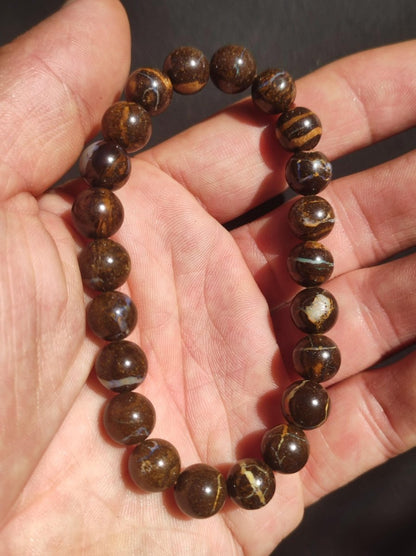 9mm Boulder Opal - Edelstein Perlen Armband *Unikat* Natur Heilstein echt Kristall Rarität Geschenk Mann Frau Mutter Er Sie braun - Art of Nature Berlin