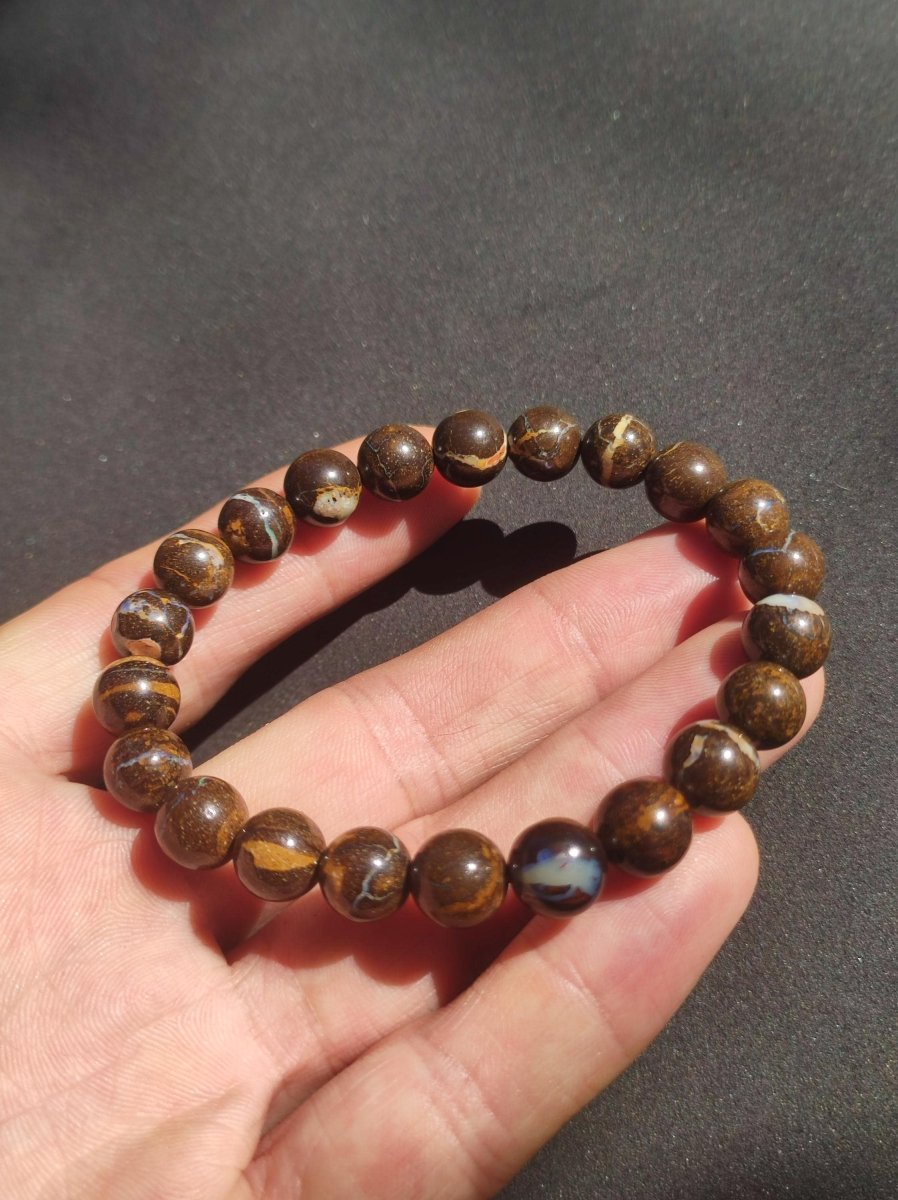 9mm Boulder Opal - Edelstein Perlen Armband *Unikat* Natur Heilstein echt Kristall Rarität Geschenk Mann Frau Mutter Er Sie braun - Art of Nature Berlin