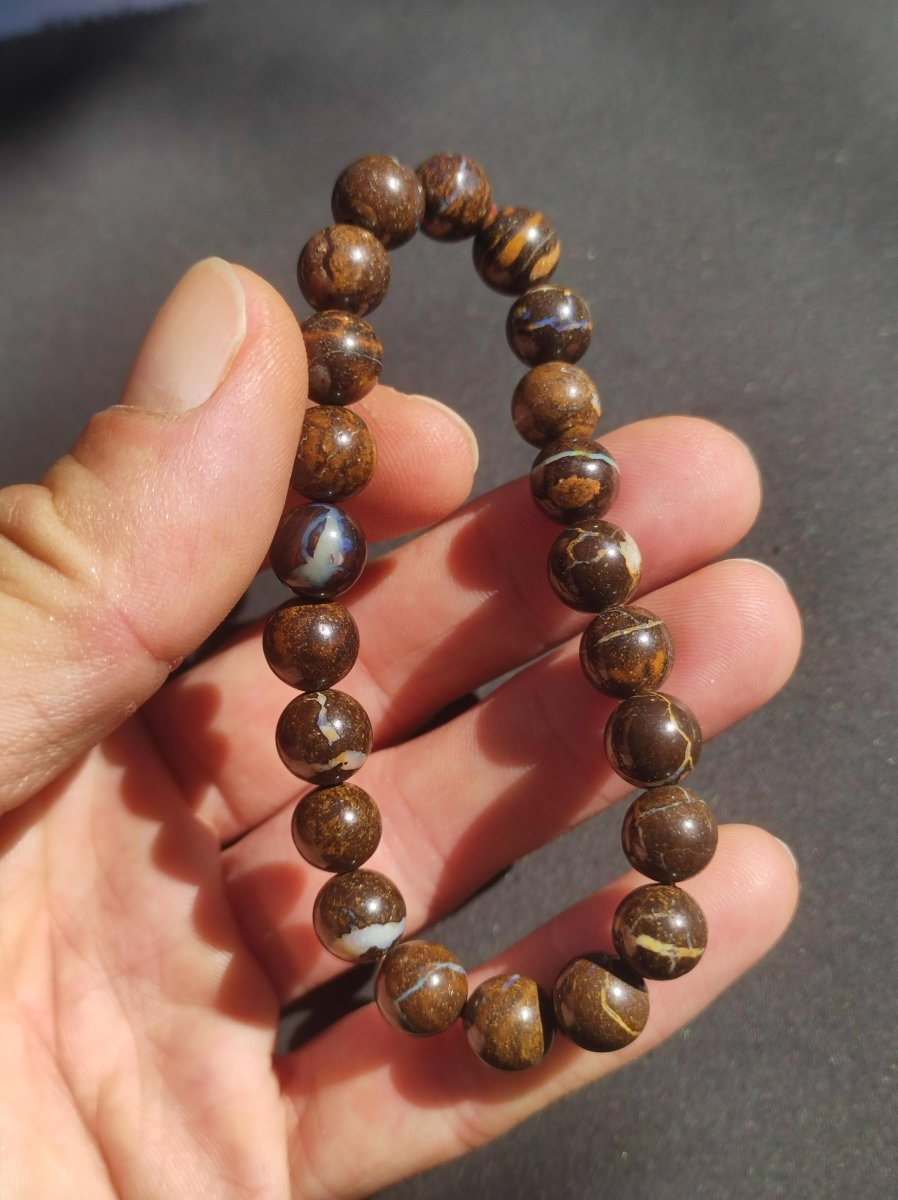 9mm Boulder Opal - Edelstein Perlen Armband *Unikat* Natur Heilstein echt Kristall Rarität Geschenk Mann Frau Mutter Er Sie braun - Art of Nature Berlin