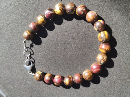 9mm Boulder Opal - Edelstein Perlen Armband *Unikat* Natur Heilstein echt Kristall Rarität Geschenk Mann Frau Mutter Er Sie braun Edelstahl - Art of Nature Berlin