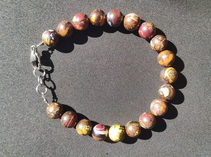 9mm Boulder Opal - Edelstein Perlen Armband *Unikat* Natur Heilstein echt Kristall Rarität Geschenk Mann Frau Mutter Er Sie braun Edelstahl - Art of Nature Berlin