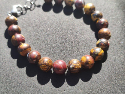 9mm Boulder Opal - Edelstein Perlen Armband *Unikat* Natur Heilstein echt Kristall Rarität Geschenk Mann Frau Mutter Er Sie braun Edelstahl - Art of Nature Berlin