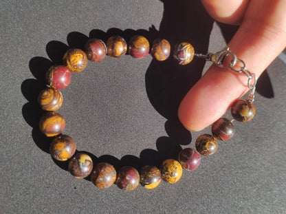 9mm Boulder Opal - Edelstein Perlen Armband *Unikat* Natur Heilstein echt Kristall Rarität Geschenk Mann Frau Mutter Er Sie braun Edelstahl - Art of Nature Berlin