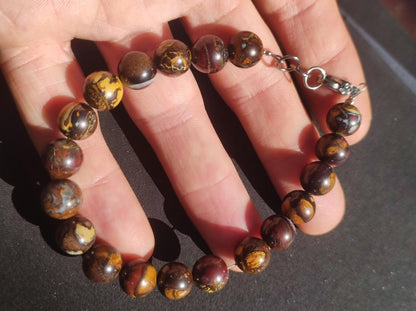 9mm Boulder Opal - Edelstein Perlen Armband *Unikat* Natur Heilstein echt Kristall Rarität Geschenk Mann Frau Mutter Er Sie braun Edelstahl - Art of Nature Berlin