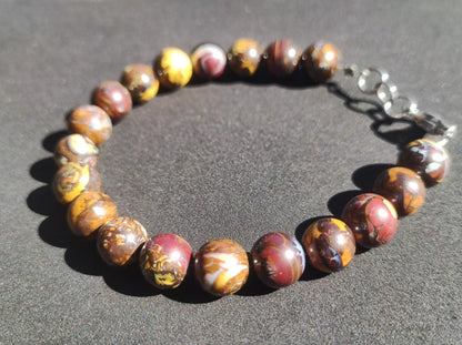 9mm Boulder Opal - Edelstein Perlen Armband *Unikat* Natur Heilstein echt Kristall Rarität Geschenk Mann Frau Mutter Er Sie braun Edelstahl - Art of Nature Berlin