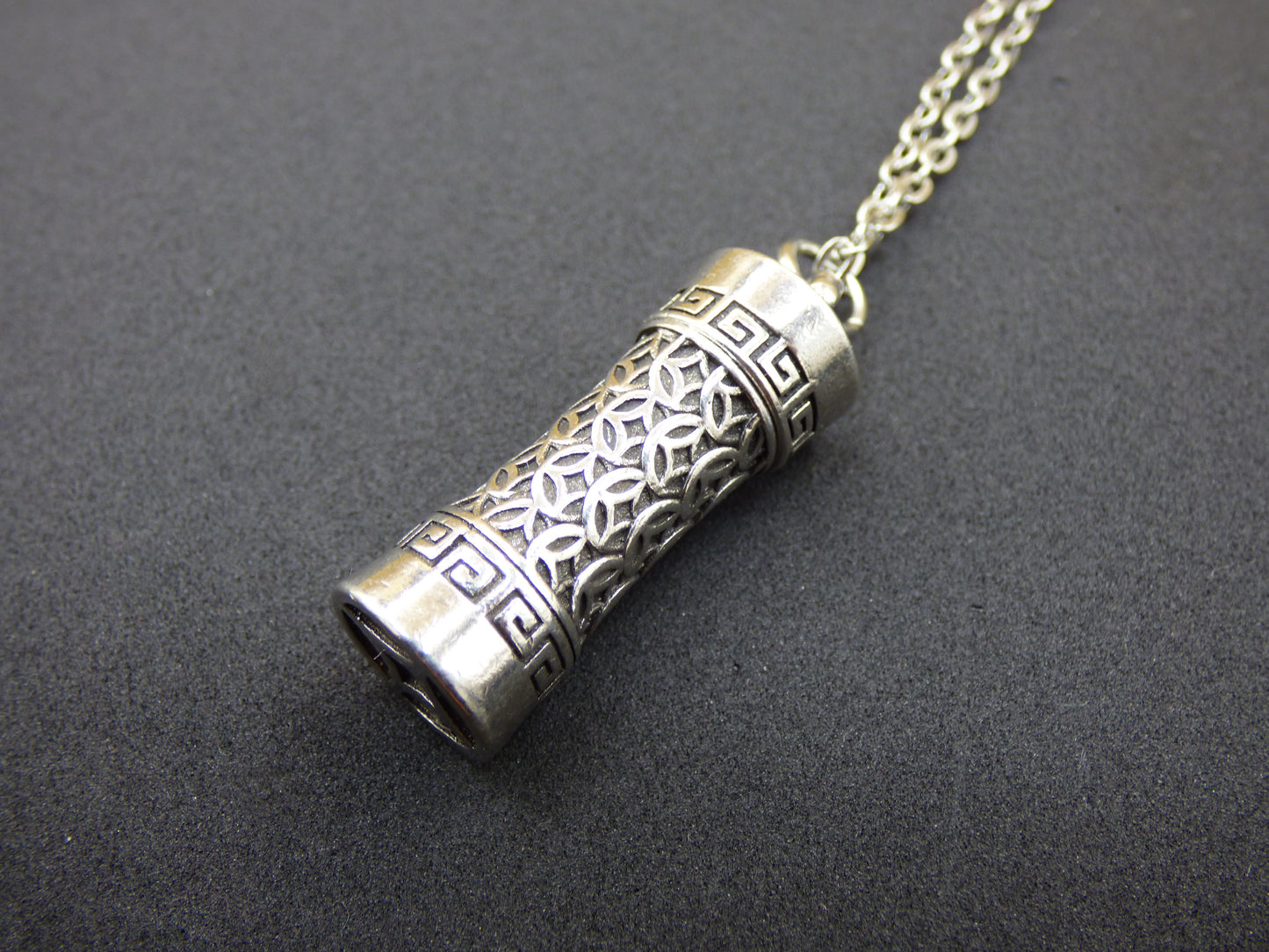 Tibetan Pendant Chain Box 990 Sterling Silver Buddhism Prayer Mantra Urn Medallion Goa Hippie Vintage Ethnic Talisman Meditation OM Antique